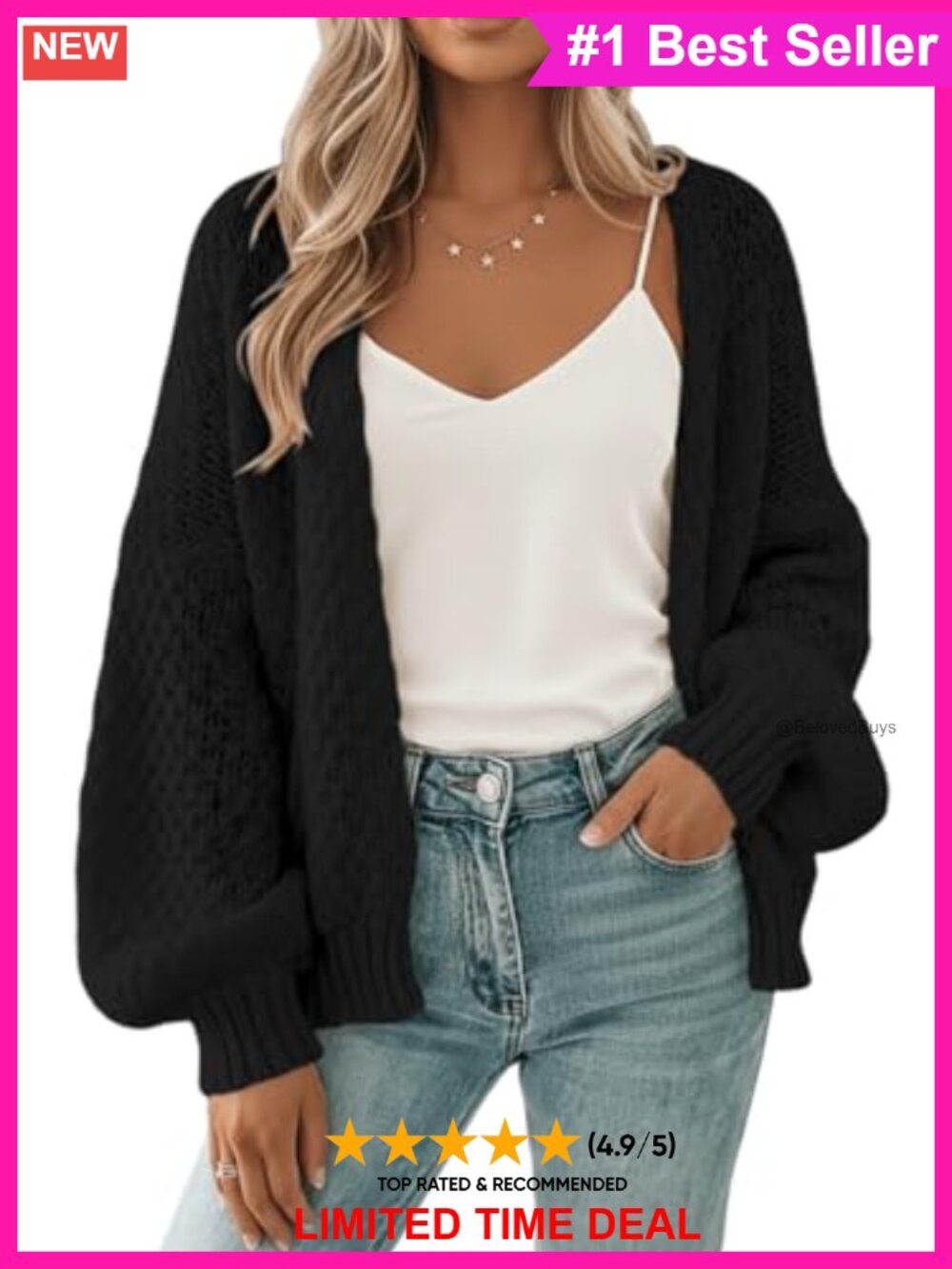 Chunky Waffle Knit Open Front Cardigan Oversized Crochet Sweater